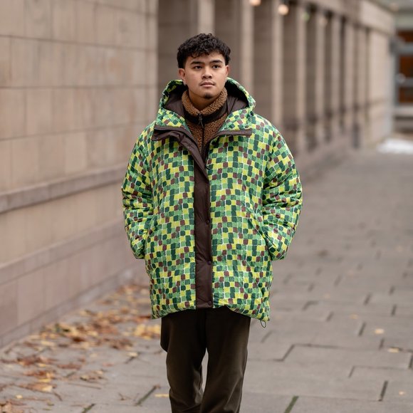 UNIQLO Down Oversized Hooded Coat (Printed, MARNI) XL new with tag nwt green - Picture 3 of 13